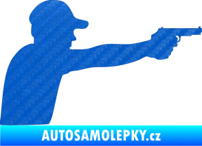 Samolepka Střelec silueta 001 pravá 3D karbon modrý