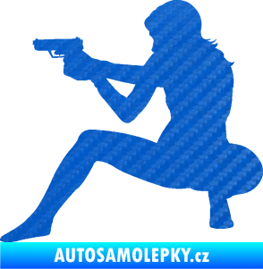 Samolepka Střelkyně 003 levá 3D karbon modrý