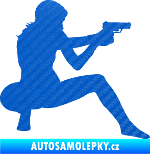 Samolepka Střelkyně 003 pravá 3D karbon modrý