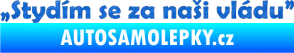 Samolepka Stydím se za naši vládu 002 3D karbon modrý