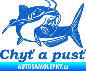 Samolepka Sumec 002 chyť a pusť pravá 3D karbon modrý