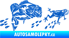 Samolepka Sumec 005 levá se žábou 3D karbon modrý