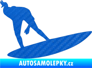 Samolepka Surfař 001 pravá 3D karbon modrý
