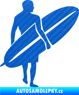 Samolepka Surfař 004 pravá 3D karbon modrý