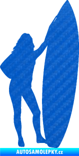 Samolepka Surfařka 001 levá 3D karbon modrý