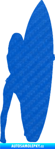 Samolepka Surfařka 002 levá 3D karbon modrý