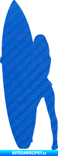 Samolepka Surfařka 002 pravá 3D karbon modrý