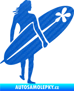 Samolepka Surfařka 003 pravá 3D karbon modrý