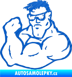 Samolepka Svalovec levá 3D karbon modrý
