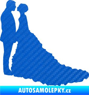 Samolepka Svatba 002 levá 3D karbon modrý