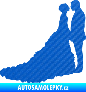 Samolepka Svatba 002 pravá 3D karbon modrý
