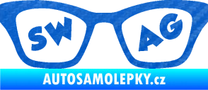 Samolepka Swag nápis v brýlích 3D karbon modrý