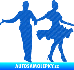 Samolepka Tanec 002 levá latinskoamerický tanec pár 3D karbon modrý