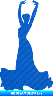 Samolepka Tanec 006 levá tanečnice flamenca 3D karbon modrý