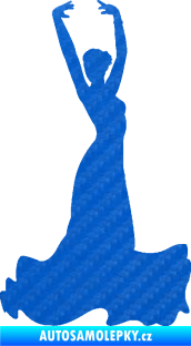 Samolepka Tanec 006 pravá tanečnice flamenca 3D karbon modrý