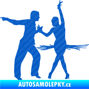 Samolepka Tanec 009 levá latinskoamerický tanec pár 3D karbon modrý