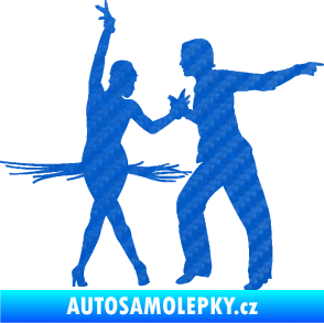 Samolepka Tanec 009 pravá latinskoamerický tanec pár 3D karbon modrý