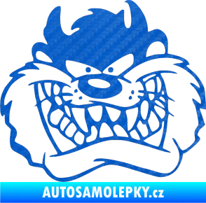 Samolepka Tazman zubatej levá 3D karbon modrý