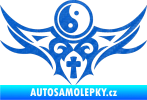 Samolepka Tetování 115 Jin a jang 3D karbon modrý