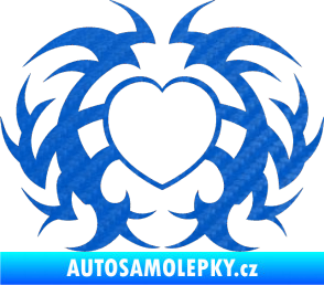 Samolepka Tetování 121 srdce 3D karbon modrý
