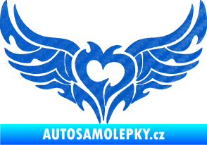 Samolepka Tetování 211 pravá srdce na zadní okno 3D karbon modrý