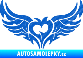 Samolepka Tetování 211 levá srdce na zadní okno 3D karbon modrý