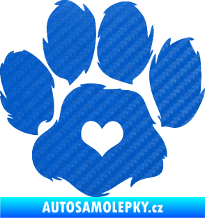 Samolepka Tlapka 006 levá 3D karbon modrý