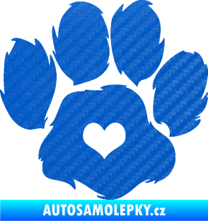 Samolepka Tlapka 006 pravá 3D karbon modrý