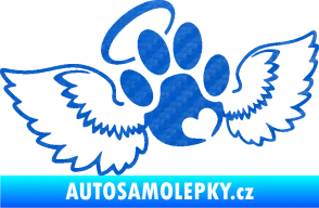 Samolepka Tlapka 010 andělíček levá 3D karbon modrý