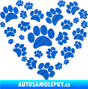 Samolepka Tlapky love 003 3D karbon modrý
