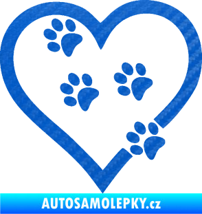 Samolepka Tlapky love 006 levá 3D karbon modrý