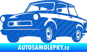 Samolepka Trabant karikatura levá 3D karbon modrý