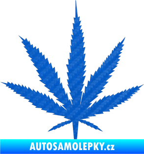 Samolepka Travka 001 lístek marihuany 3D karbon modrý