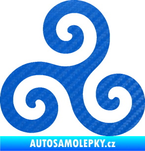Samolepka Triskelion keltský znak 3D karbon modrý