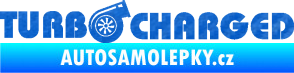 Samolepka Turbo charged nápis 3D karbon modrý
