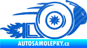 Samolepka Turbo šnek 002 pravá 3D karbon modrý