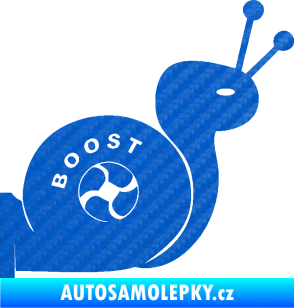 Samolepka Turbo šnek 003 pravá 3D karbon modrý
