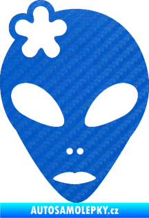 Samolepka UFO 009 slečna s kytičkou levá 3D karbon modrý