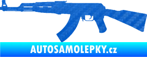 Samolepka Útočná puška AK 47 levá 3D karbon modrý