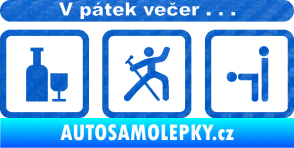 Samolepka V pátek večer  3D karbon modrý