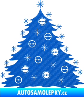 Samolepka Vánoční stromeček 001 3D karbon modrý