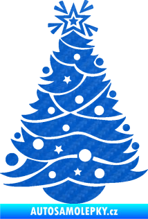 Samolepka Vánoční stromeček 002 3D karbon modrý