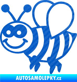 Samolepka Včela 003 levá happy 3D karbon modrý