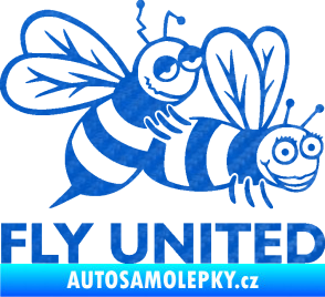 Samolepka Veselé vosy fly united pravá 3D karbon modrý
