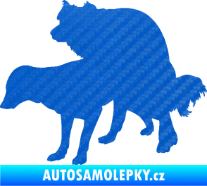 Samolepka Veselí pejsci levá 3D karbon modrý