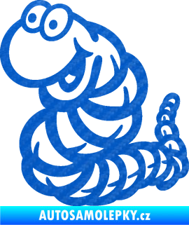 Samolepka Veselý červík levá 3D karbon modrý