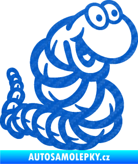 Samolepka Veselý červík pravá 3D karbon modrý