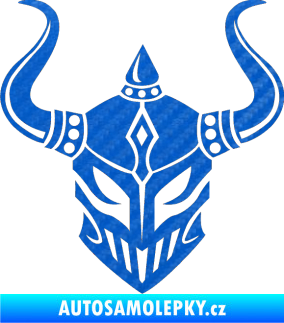 Samolepka Vikingská helma 3D karbon modrý