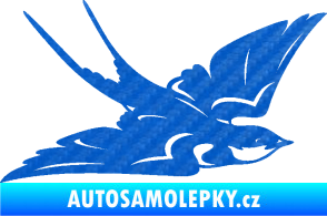 Samolepka Vlaštovka 002 pravá 3D karbon modrý