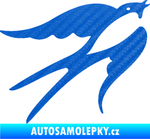 Samolepka Vlaštovka 003 pravá 3D karbon modrý
